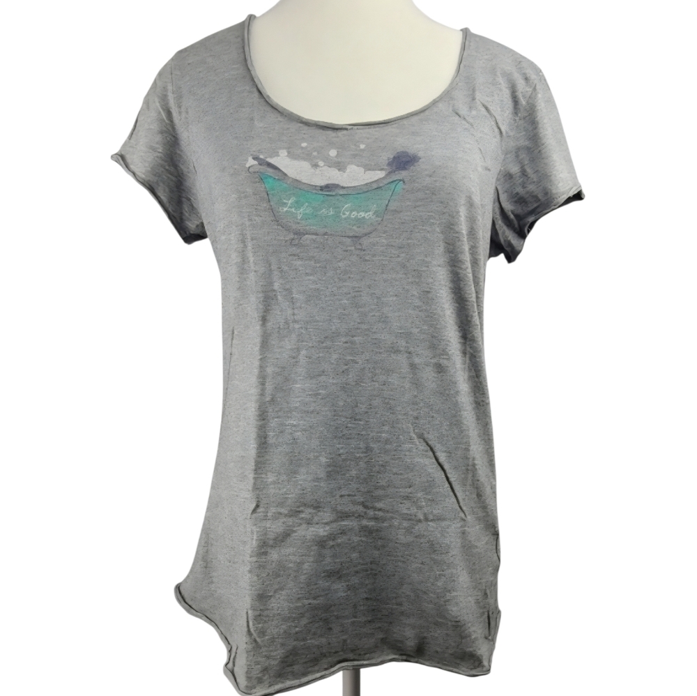Life Is Good Smooth Tee Gray Short Sleeve T-Shirt Sz M | Casual Minimalist